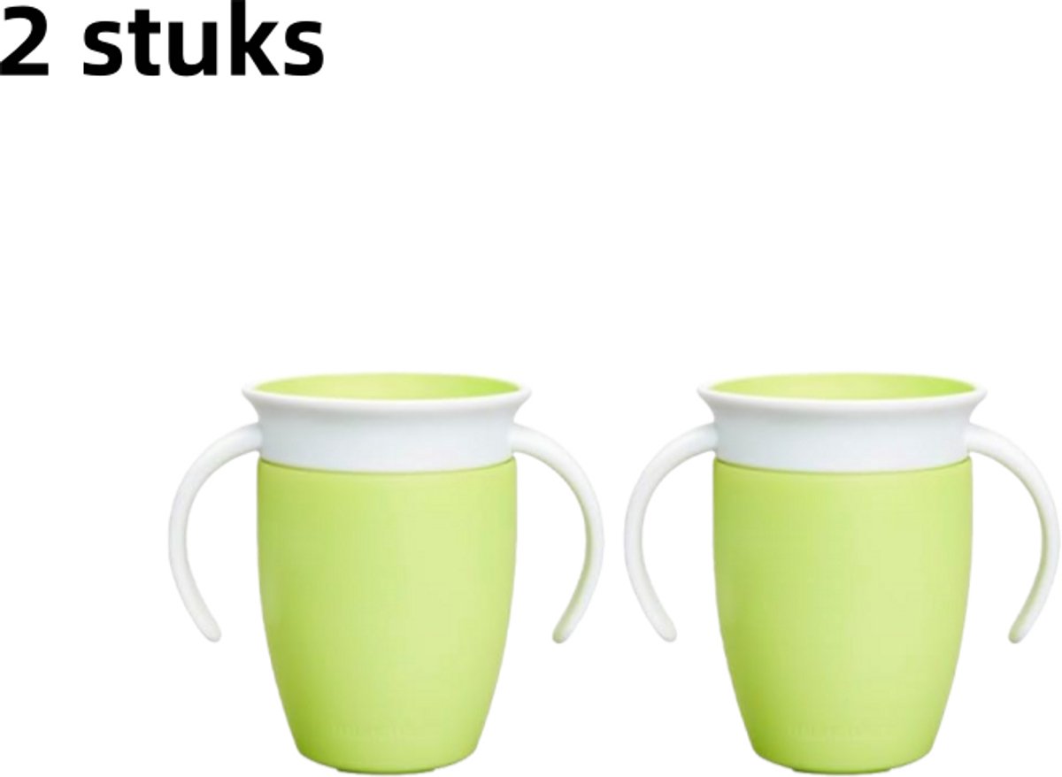 Image of 2 stuks - Kinderdrinkbeker - 360° waterdicht - Babydrinkbeker - Anti-verstikkingsbeker voor baby's - Siliconen - Groen