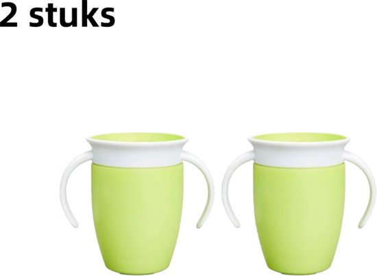 Lot de 2 gobelets pour enfants - Étanche à 360° - Gobelet pour bébé - Gobelet anti-étouffement - Siliconen - Vert