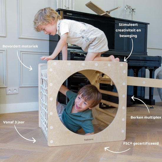 Babiem® Ben - Klimrek - Klimkubus - Houten Speelgoed - Klimrek Kinderen - Bevordert fysieke ontwikkeling - Vanaf 3 Jaar - Montesorri Speelgoed - FSC Hout van Merkloos — afbeelding 2