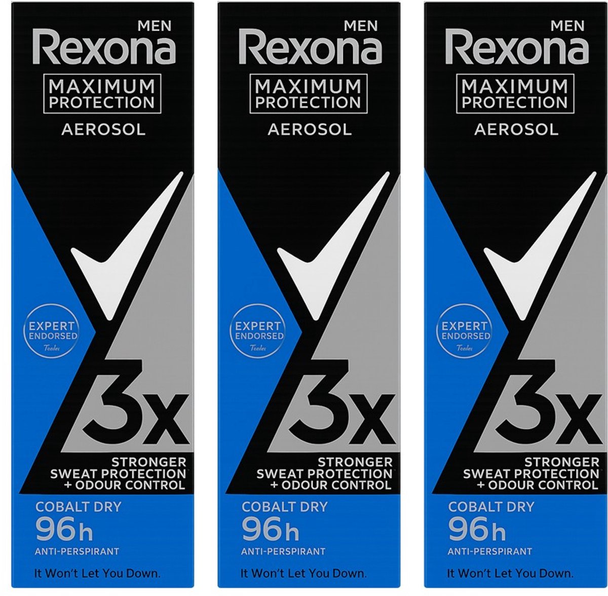 Rexona Men Maximum Protection Aerosol Cobalt Dry 3 × 150 ml