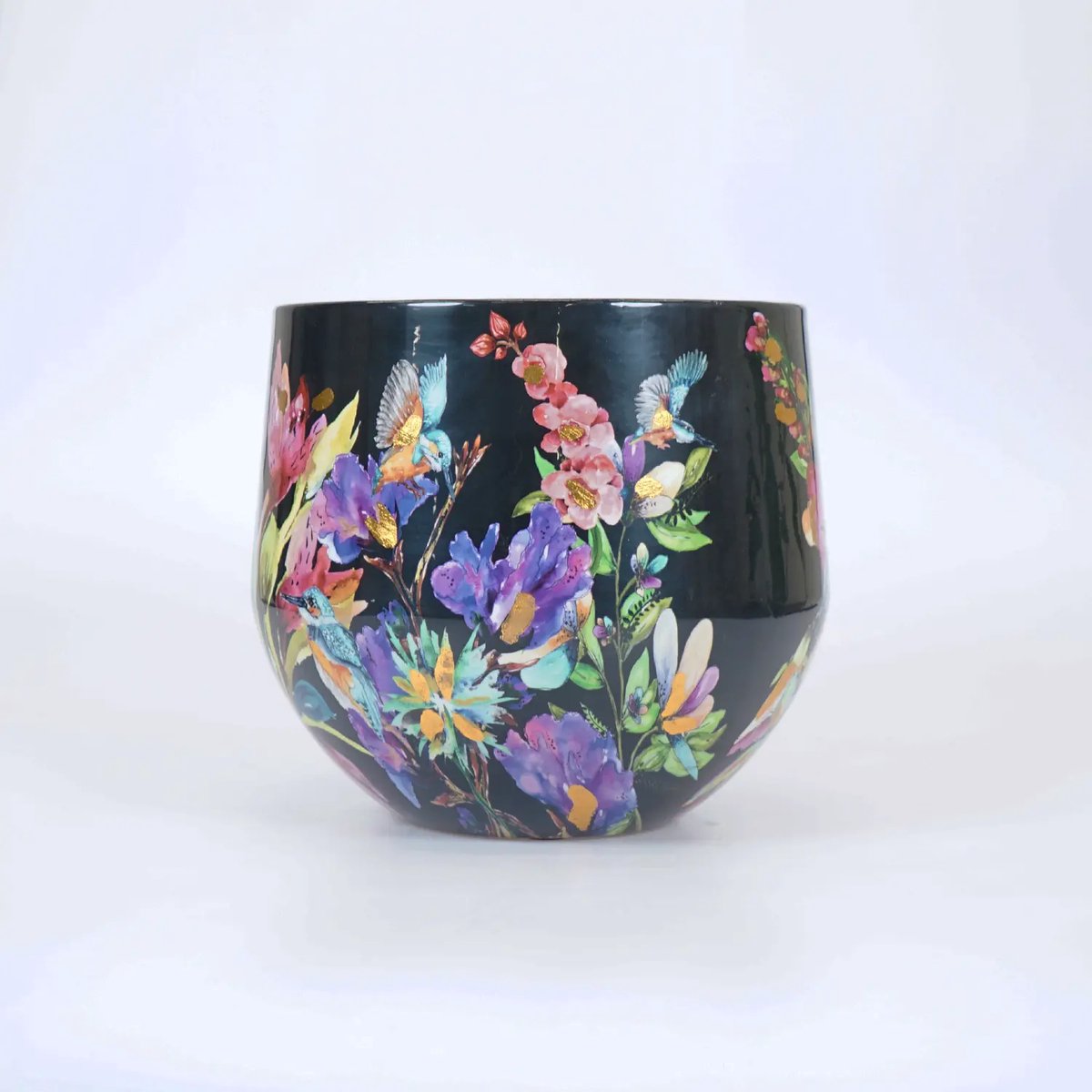 TS Collection - Bloempot Designed by Lammie - Midnight bloom - 28x25 - Metaal & Epoxy - Exclusieve woonitems voor binnen - Handgemaakt - Unieke print - Designed by Lammie — cadeau in Wonen & Interieur - foto 7