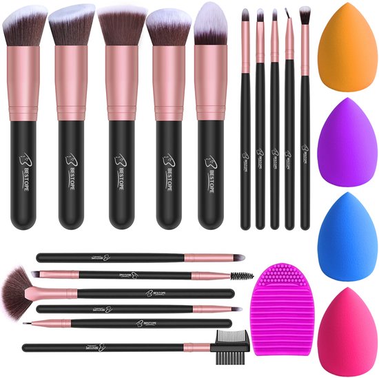 Bestope Make up Kwasten set met Beauty blenders 16 delig - Brush set