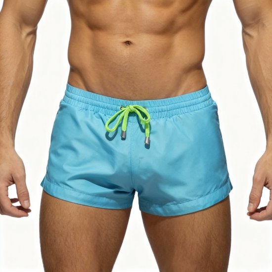 Strakke Short Zwembroek Premium Blauw Korte Elegante Uitstraling