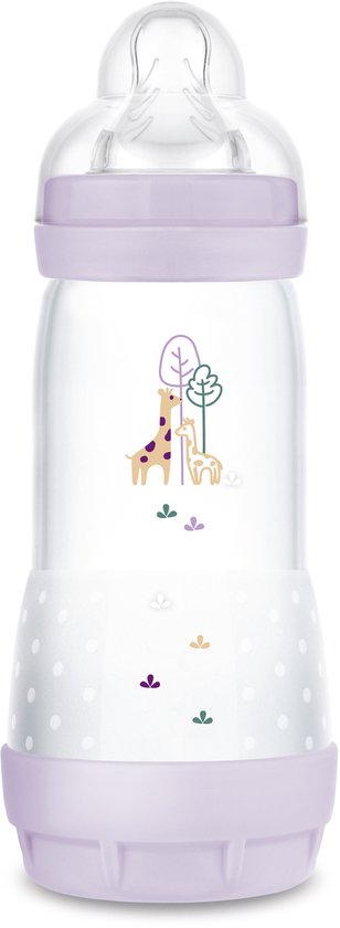 MAM - Easy Start Babyfles - 320 ML - Anti-Colic - Voor Minder Krampjes - 4+ Maanden - Mat - Lila