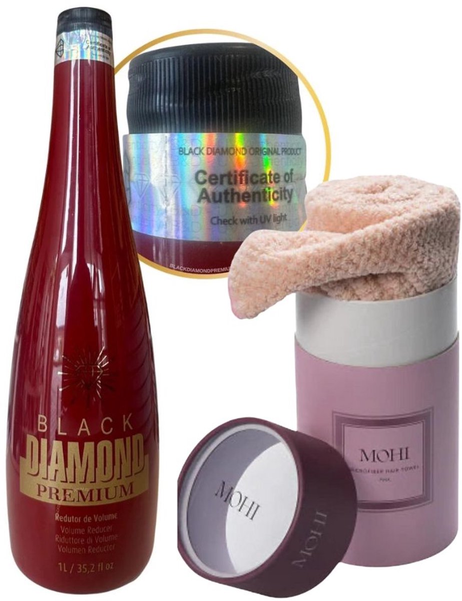Black Diamond Premium RED 1000ML & MOHI Fiber Professional Hair Towel