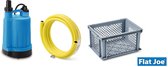 Flat Joe ® easy - vlakzuigende dompelpomp SET+ (5m slang 3/4" - slangtule - slangklem-krat) - vlakzuiger tot 2mm - kelderpomp - vlakzuigpomp - Plug&Play set - leegpompen zwembad