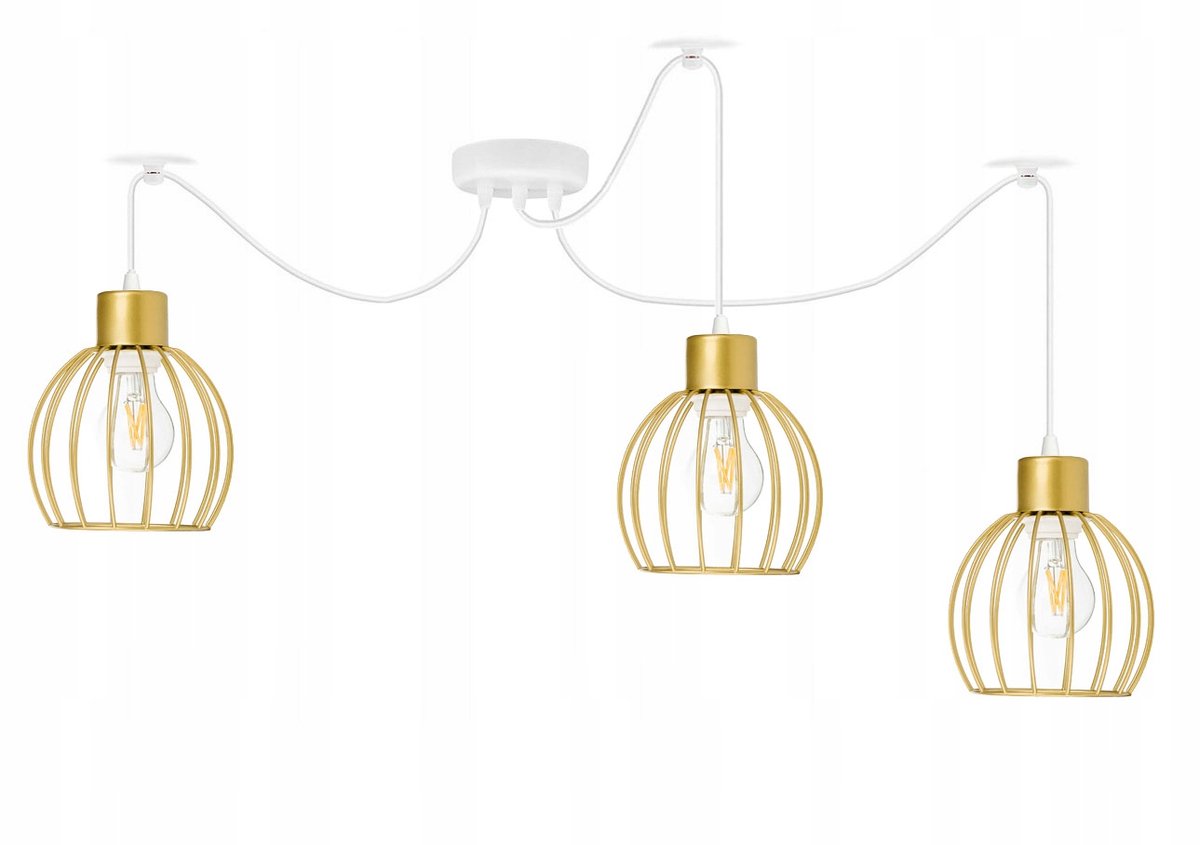Hanglamp ZWISS Loft met 3xE27 Draadklossen Goud