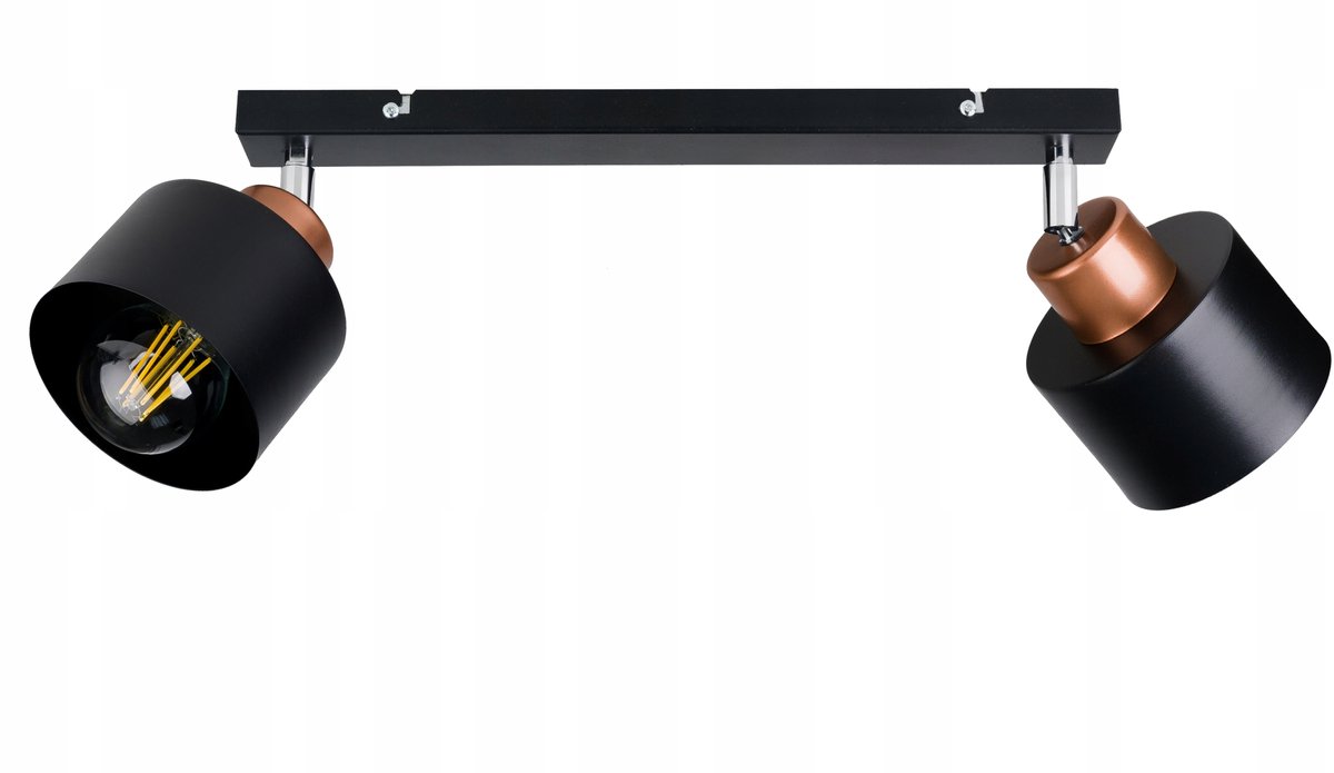 Plafondlamp met verstelbaar armatuur, koperkleurige kap