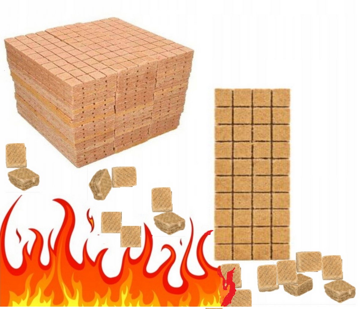 Aanmaakblokjes 9600 stuks XXL SUPER Voordeeldoos / 24kg - van hars & wax – Natuurlijk, geurarm & krachtig | Voor haard, houtkachel, vuurkorf én barbecue |