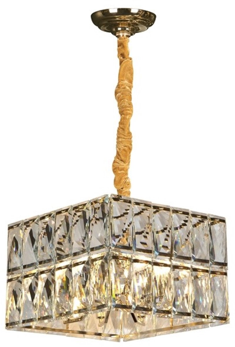 Kristallen Plafondlamp Vierkant E14 Goud Transparant