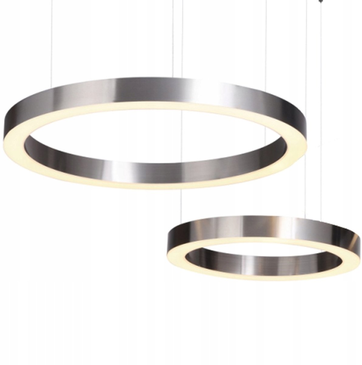 Cirkel LED hanglamp nikkel 60+80cm, 2 ringen, 72W, 3000K