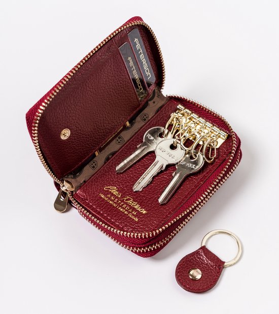 PETERSON Peterson damesportemonnee, ruim, elegant, gelakt leer, gouden accessoires, RFID-systeem, kaartbescherming, talrijke vakken, tijdloze kleur, Rode krokodillenhuid, 18,5, Klassiek
