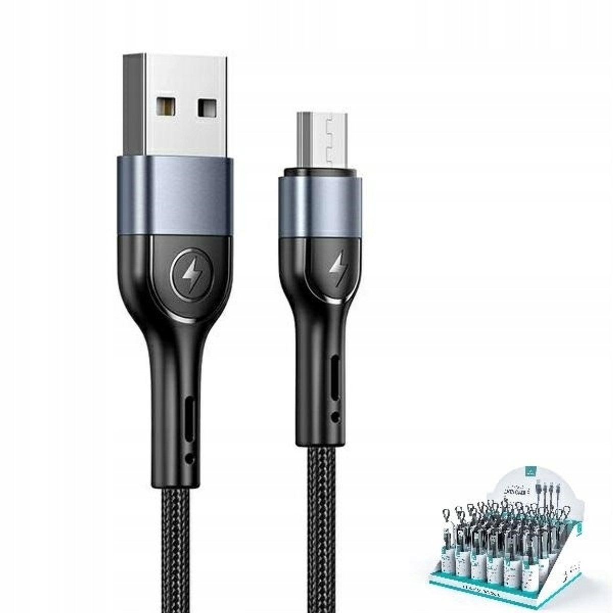 USAMS U55 Micro USB Kabel - Zwart, 1m, 2A Snel Laden