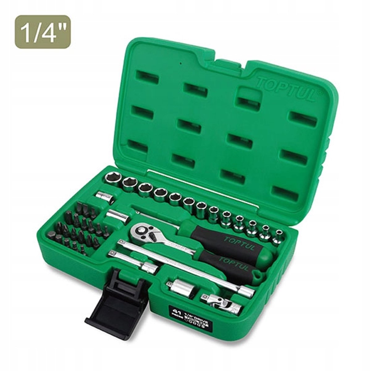 Toptul 41-delige 1/4" doppenset met bits