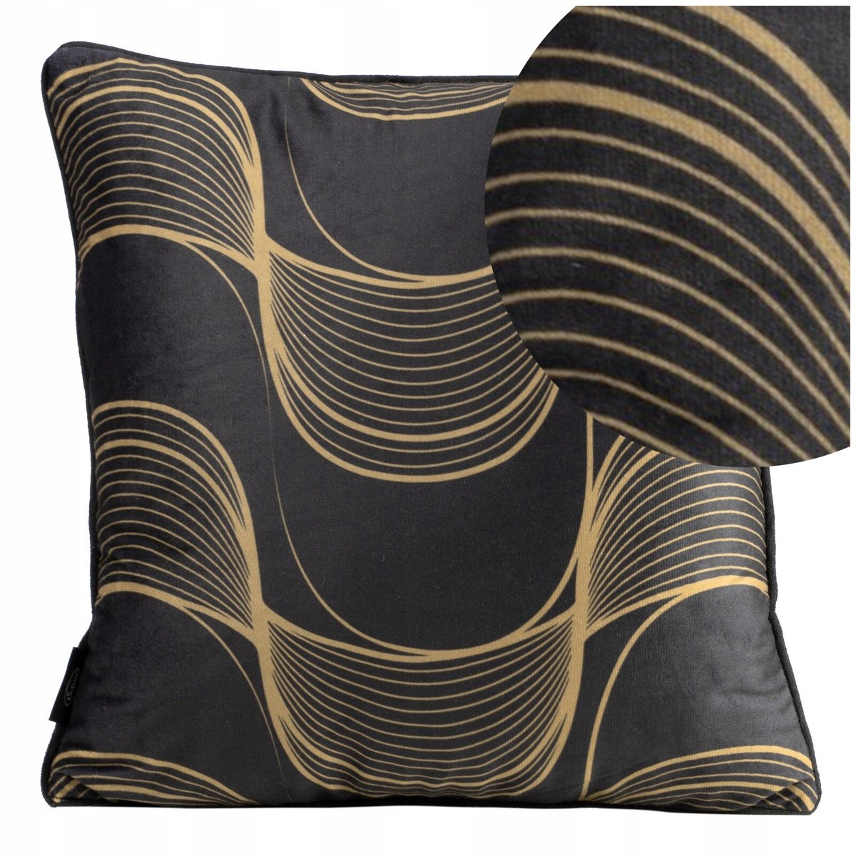 Pola Sierkussenhoes Fluweel Zwart/Beige 40x40 cm