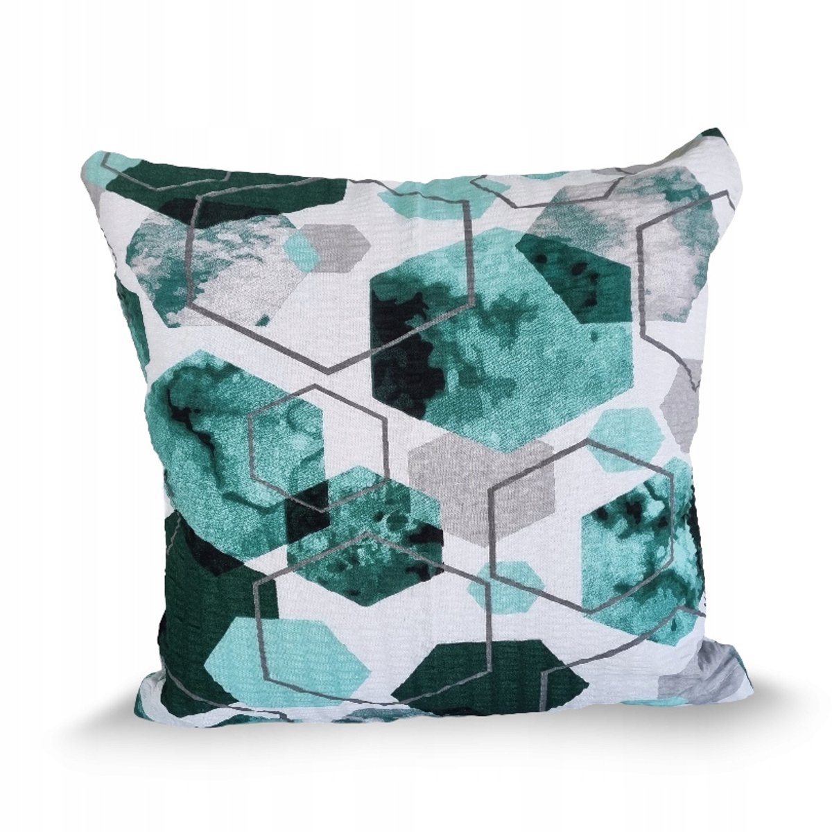 Katoenen Kussensloop Kora 40x40cm - Wit Groen Geometrisch
