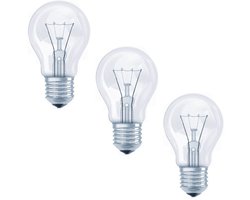 3 pak Standaard gloeilamp helder 60W E27 grote fitting Dimbaar 55x96mm