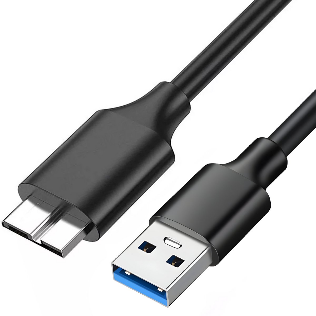 Qost - USB-A 3.0 naar Micro USB-B - 5Gbit/s - USB HDD kabel - Zwart - 5 meter - Data Transfer - Compatibel met iPhone 15 Series / Seagate / WD / Westgate / My Passport / MacBook Pro + Air / iPad / Tablet