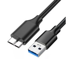 Qost - USB-A 3.0 naar Micro USB-B - 5Gbit/s - USB HDD kabel - Zwart - 5 meter - Data Transfer - Compatibel met iPhone 15 Series / Seagate / WD / Westgate / My Passport / MacBook Pro + Air / iPad / Tablet