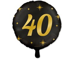 Q2P - 40 Jaar Ballon - Verjaardag Versiering - Zwart & Goud - Folie Ballon - Feest Decoratie - Helium Geschikt