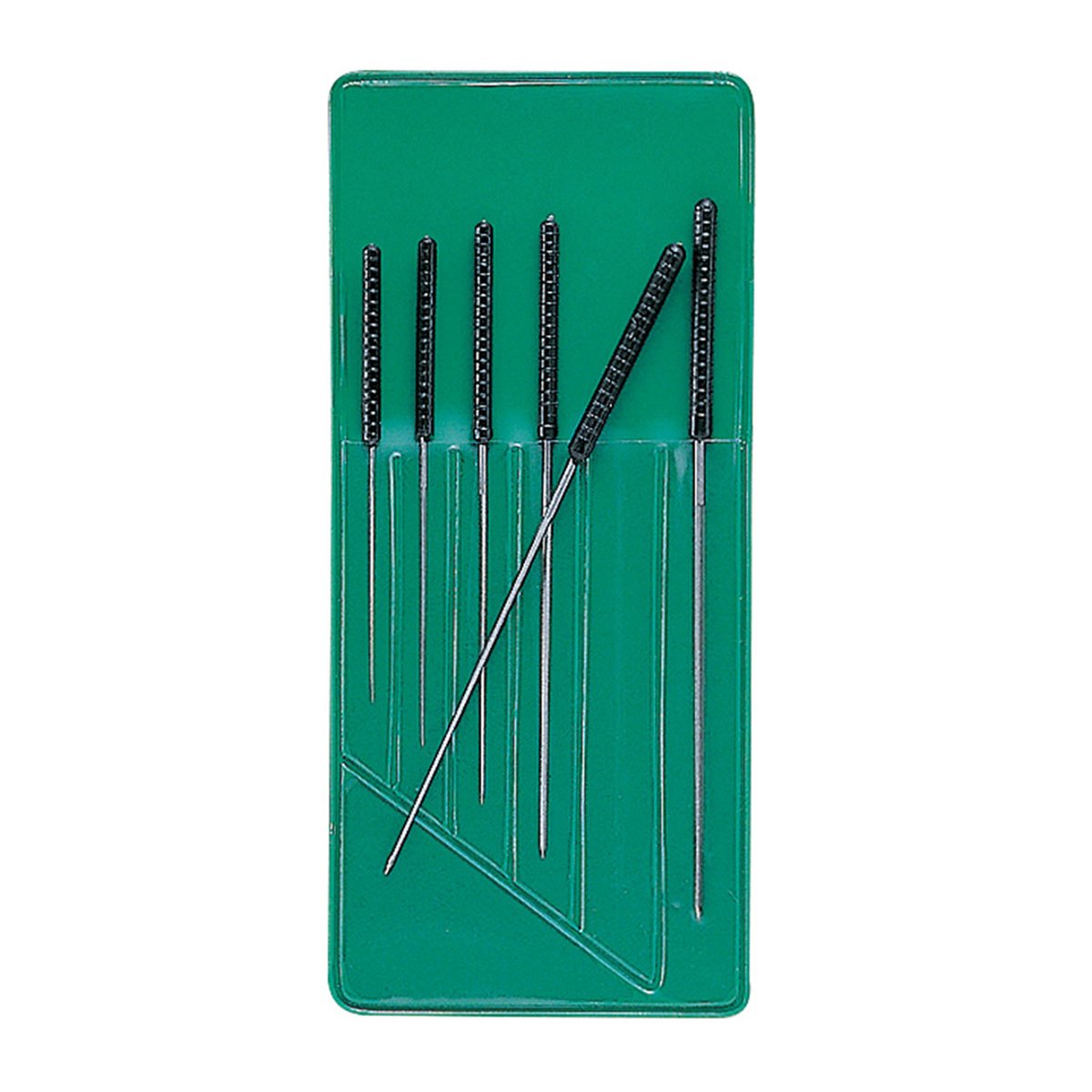 SELVA handruimer assortiment, 6-delig, 0,15 tot 1,40 mm, voor het gladmaken van boorgaten, 5-kantig, met gekartelde kunststof greep, inclusief kunststof tas