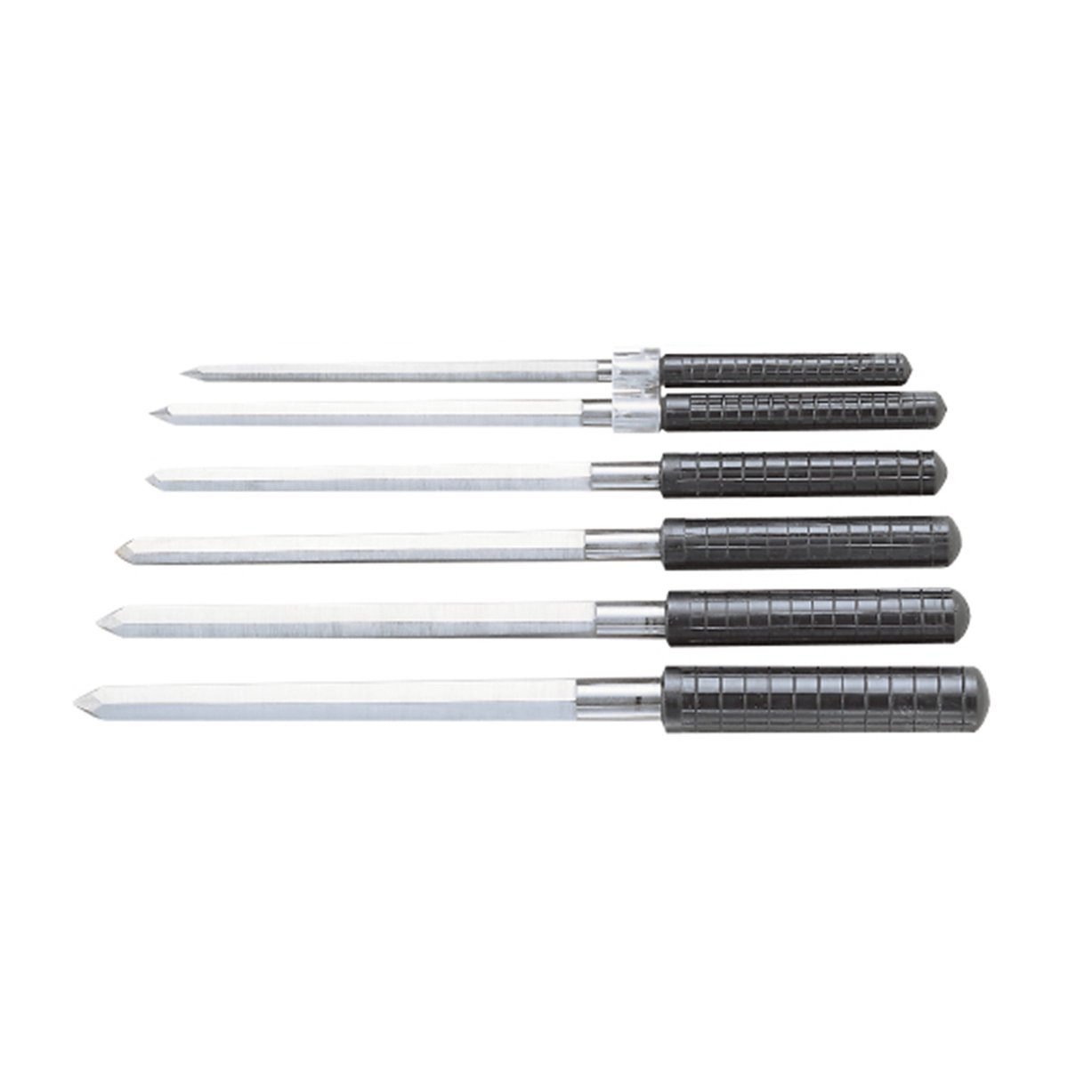 Conische handruimerset van Selva, 6-delig, diameter 2-6 mm, geschikt voor het gladmaken van boringen of boorgaten, 5-kantig, met gekartelde kunststof greep