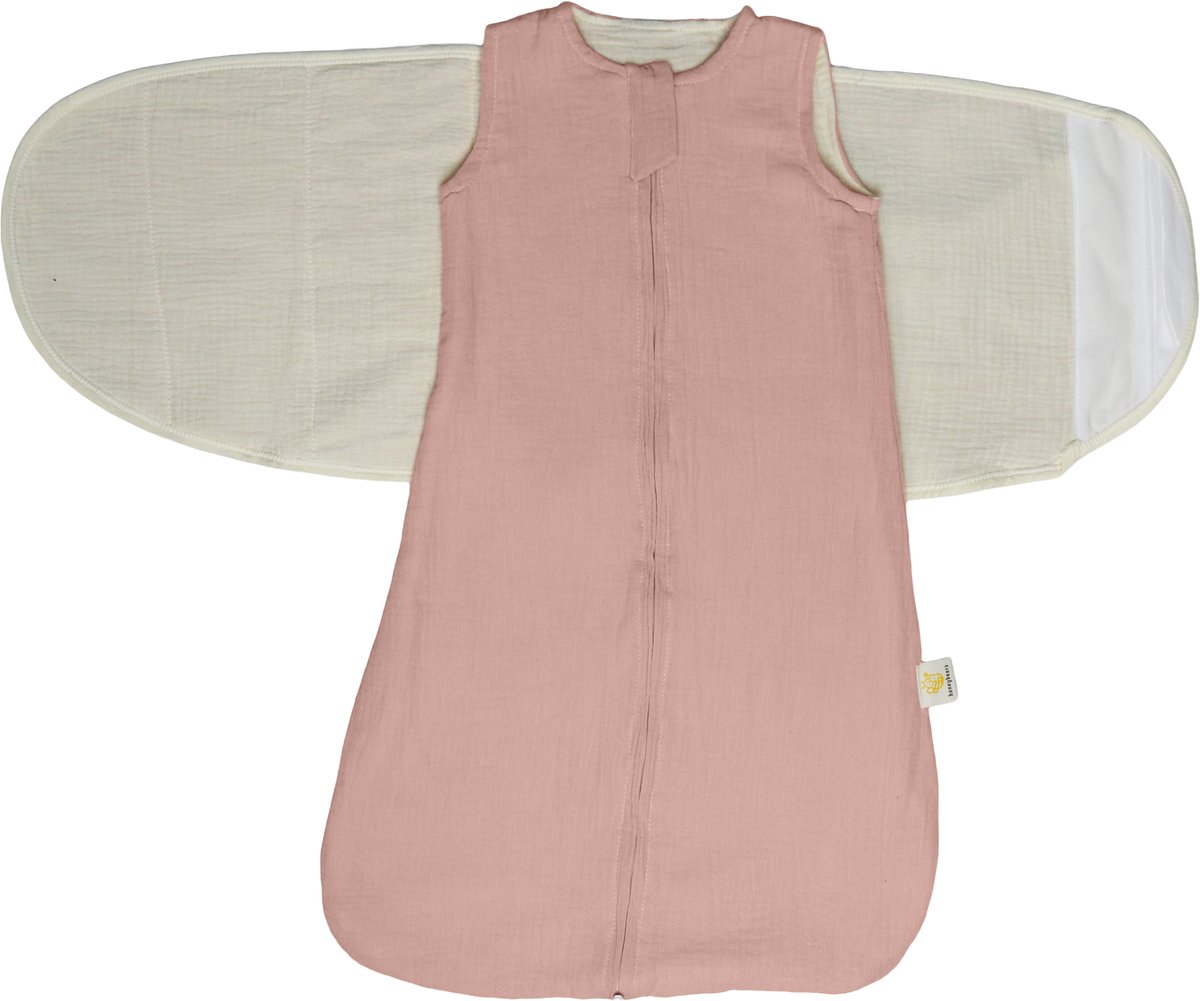 Honeybears Inbakerslaapzak – Slaapzak baby – Inbakerdoek baby – Swaddle - Inbakerslaapzakje - Inbakeren - Rose – 0 tot 6 maanden - 68 cm - 2 delig - TOG 0.75