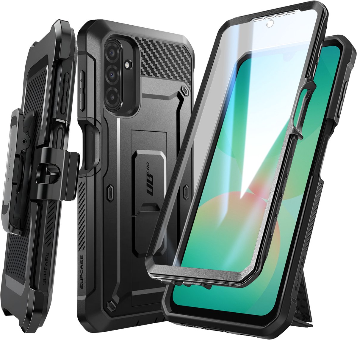 SUPCASE Hoesje Geschikt voor Samsung Galaxy A26 - Unicorn Beetle Pro Case met Ingebouwde Screenprotector - Beschermhoes met Holster en Kickstand Zwart