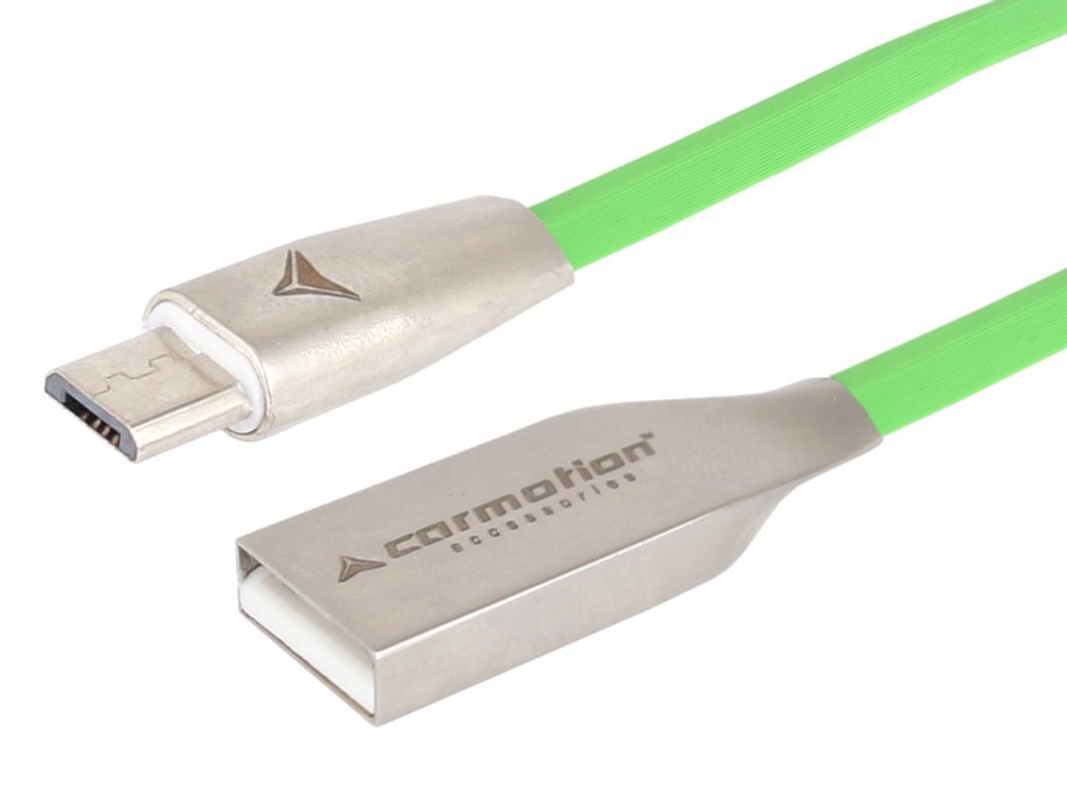 Groene 120cm micro-USB-kabel: geladen en gesynchroniseerd