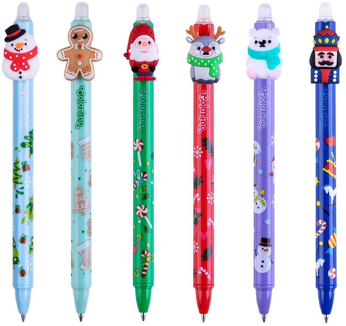 6x Uitwisbare Kerst Pennen - Winter Thema