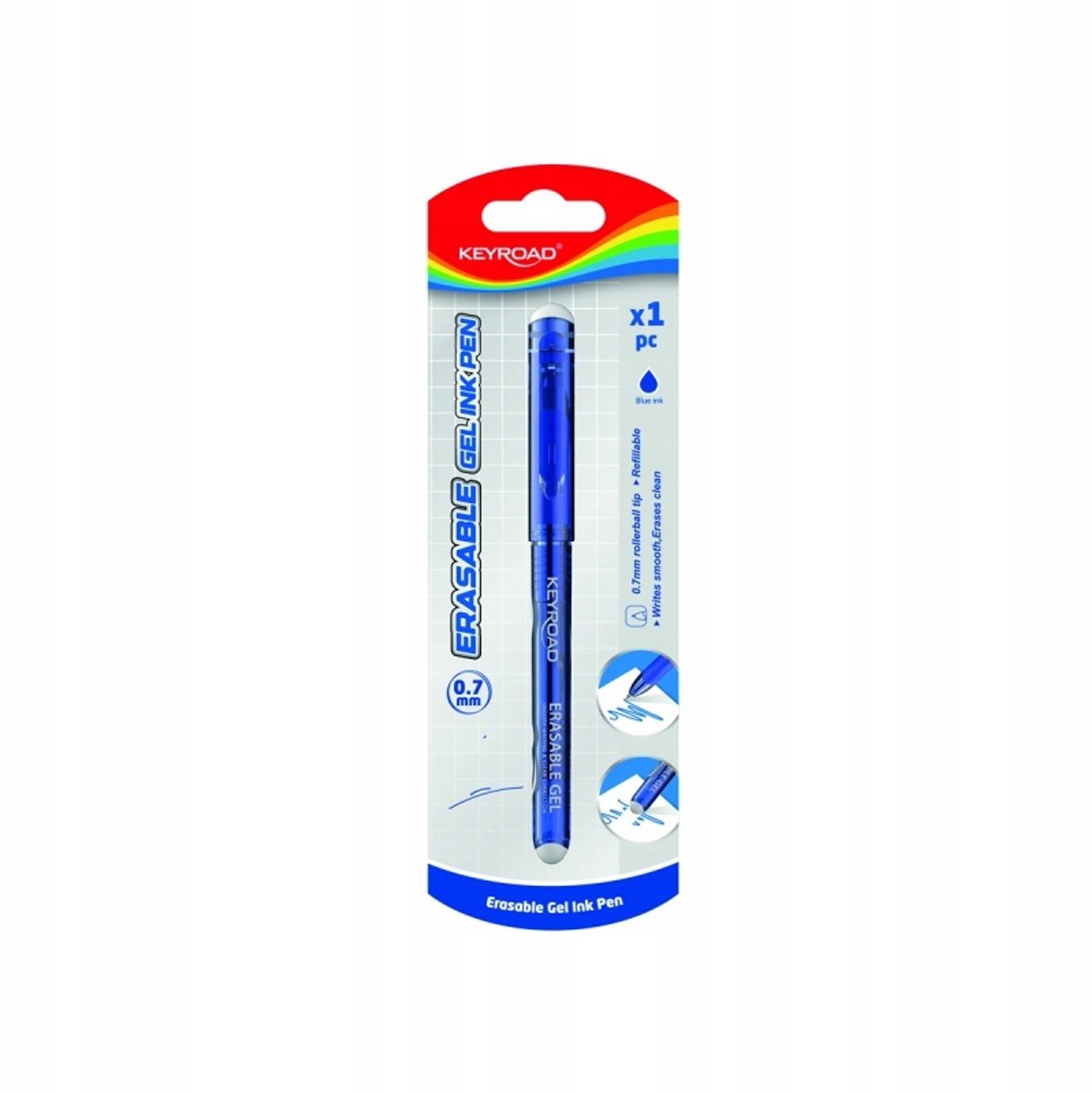 Keyroad Uitwisbare Blauwe Pen 0,7mm - Blister