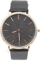 Horloge met Glitters - Kast 43 mm - Quartz - Zwart - Dielay