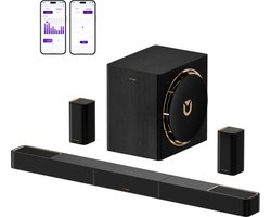 ULTIMEA Skywave X60, 7.1.4 Draadloos Surround Sound Systeem, Soundbar voor TV, met 8" Draadloze Subwoofer, Soundbar dolby atmos, 840W, Zwart
