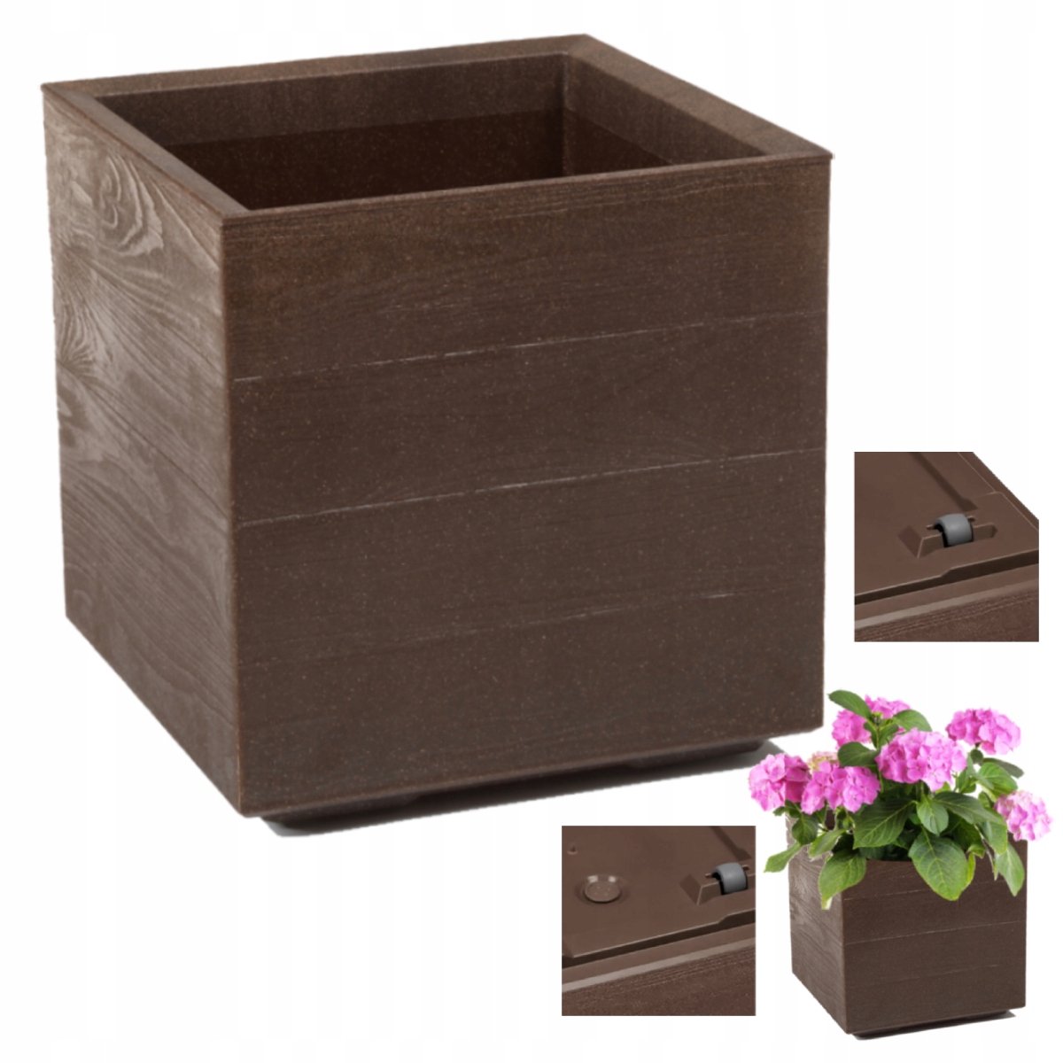 KARO ECO COFFEE plantenbak op wielen 40x40 Espresso