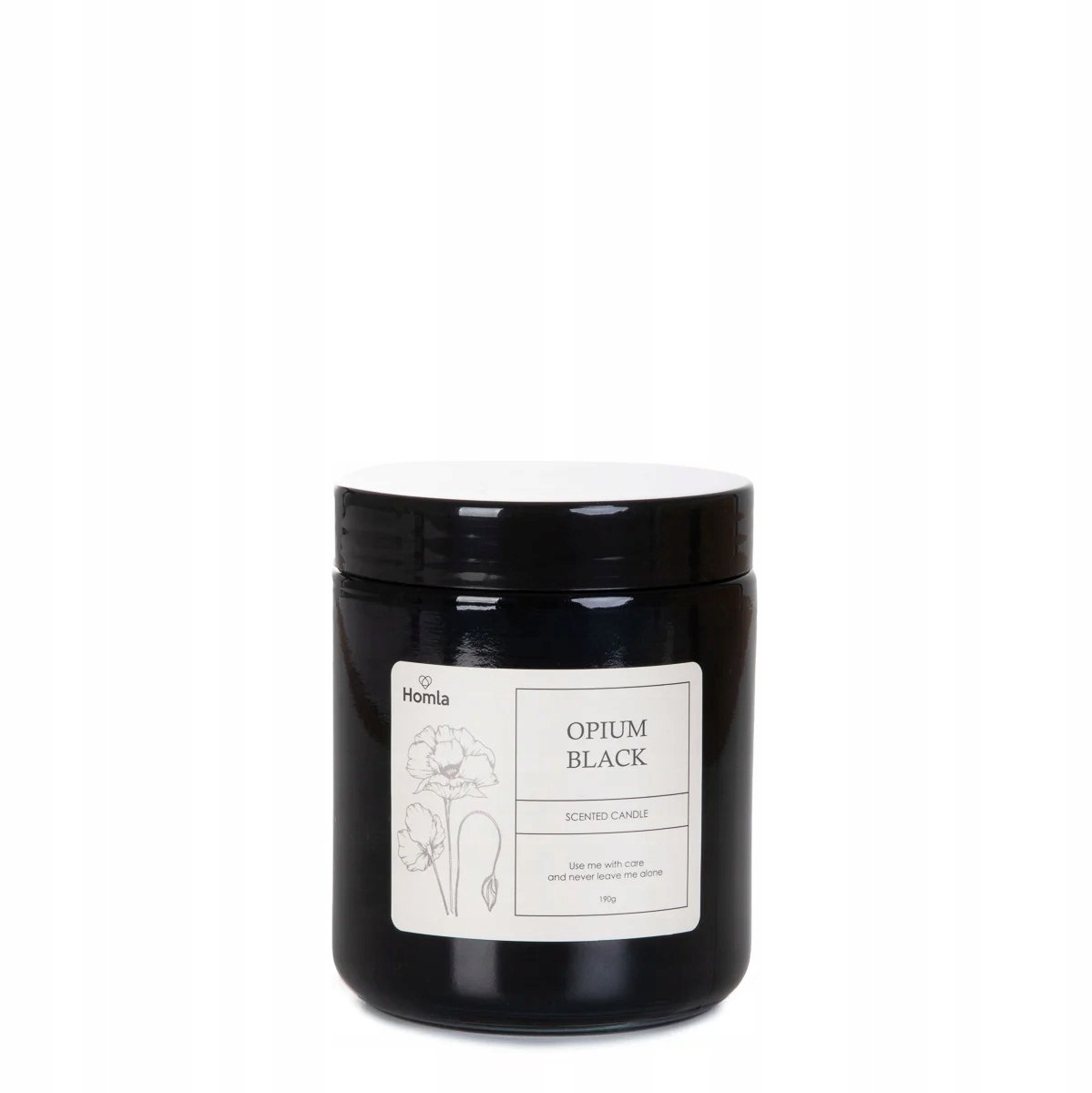 Homla - Tofu Geurkaars - Scented Candle - Decoratieve Kaars in Pot met Deksel - Vintage Design - voor Woonkamer Sfeer - Opium Geur - 190g - 30 uur Brandtijd - Zwart