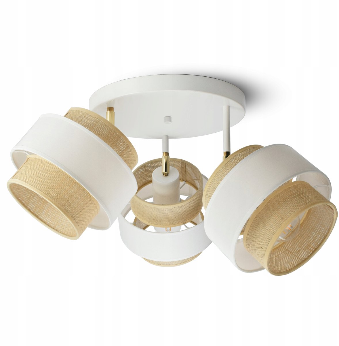 Boho Jute Plafondlamp Wit - 3xE27 - Natuurlijk Gevlochten