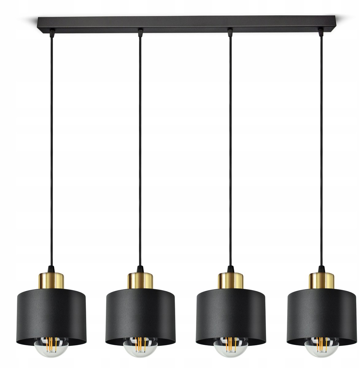 Luxe Plafondlamp Spot Zwart Goud LED E27 4-lichts