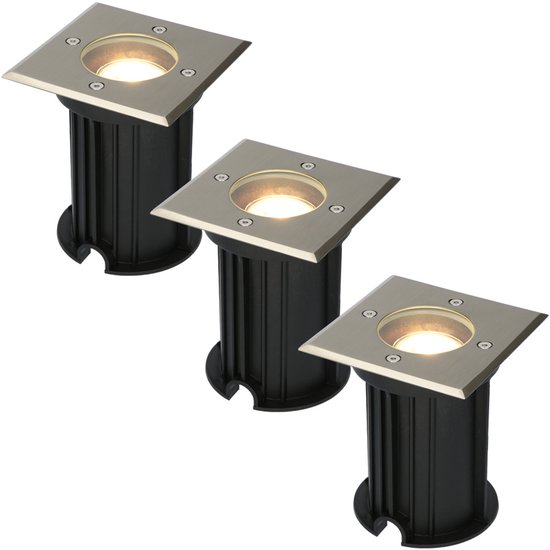 HOFTRONIC 3x HOFTRONIC Ramsay - Grondspot - RVS - IP67 waterdicht - 6000K Daglicht wit - Dimbaar - ook geschikt als padverlichting en vlonderverlichting