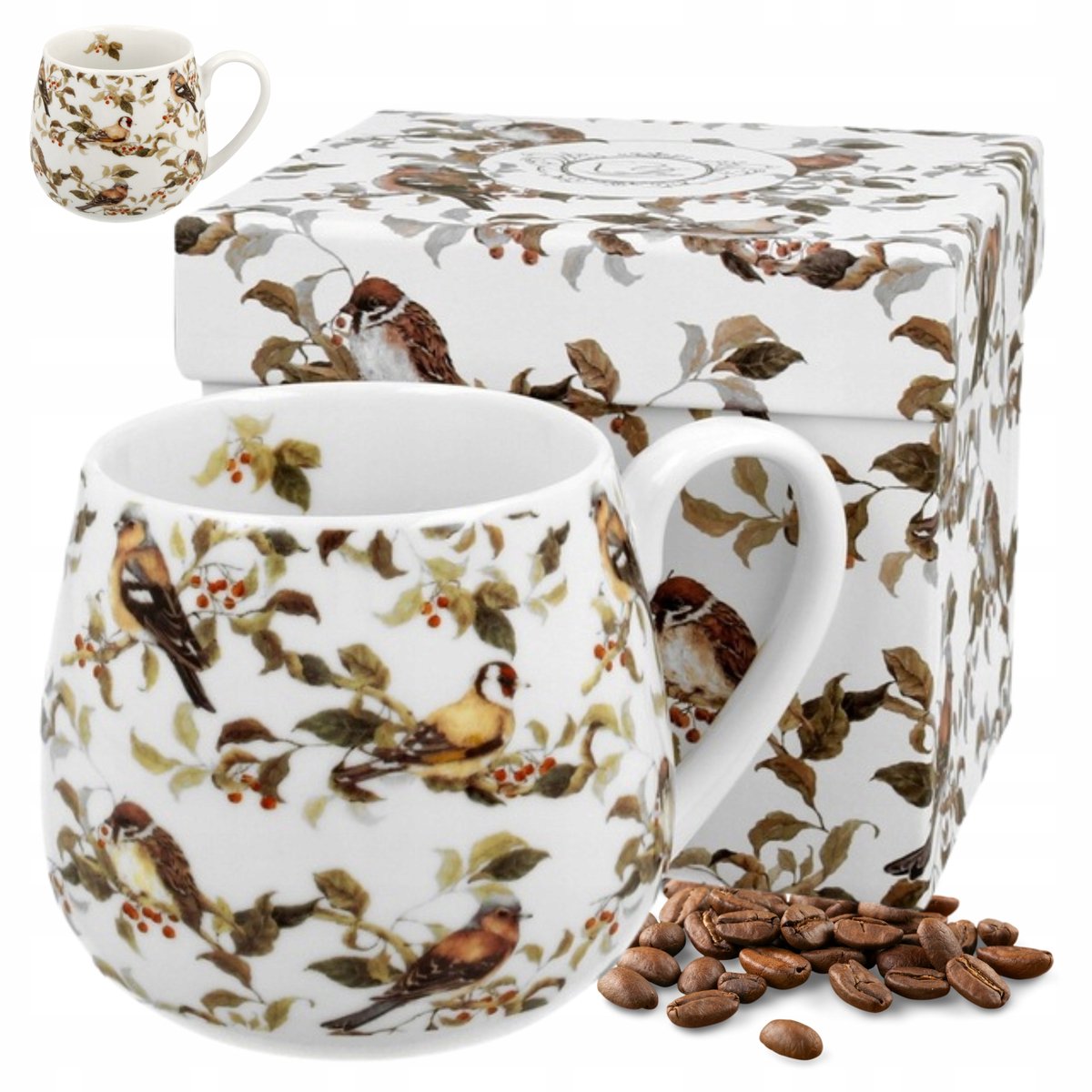 Porseleinen Mok 430ml - Elegant met Vogels - Cadeau Idee