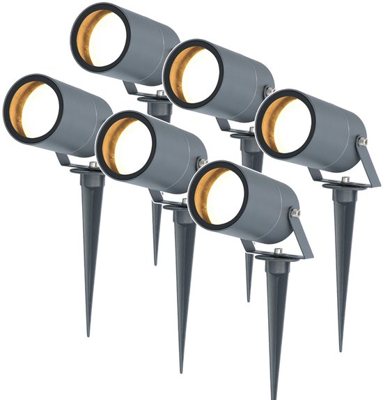 HOFTRONIC 6x HOFTRONIC Spikey - Tuinspot voor buiten - LED - Antraciet - 4000K Neutraal wit - Waterdicht - 5 Watt - Voor het uitlichten van planten/struiken en bomen
