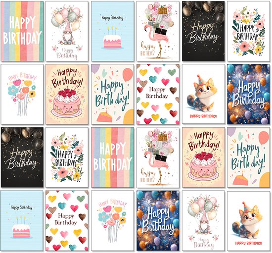 Wenskaarten – Set 24 A6 met Enveloppen – Blanco Binnenzijde & Stevig Papier – Kleurmedia®