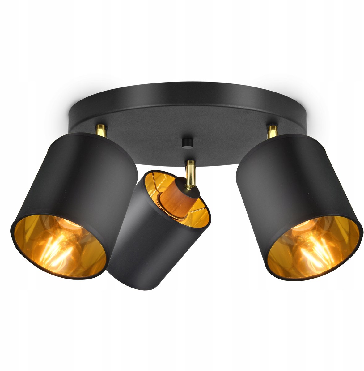 Moderne Plafondlamp Zwart Goud Verstelbare kapjes E27 3-lichts