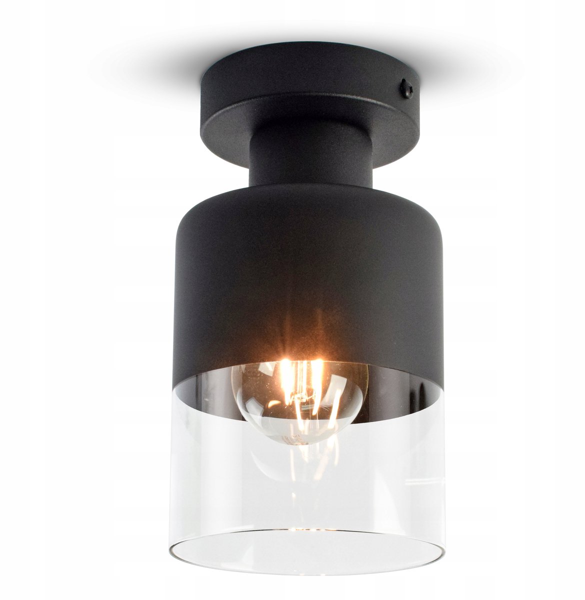 Luxe Plafondlamp Dubbel Glas Zwart LED E27 - Modern Design