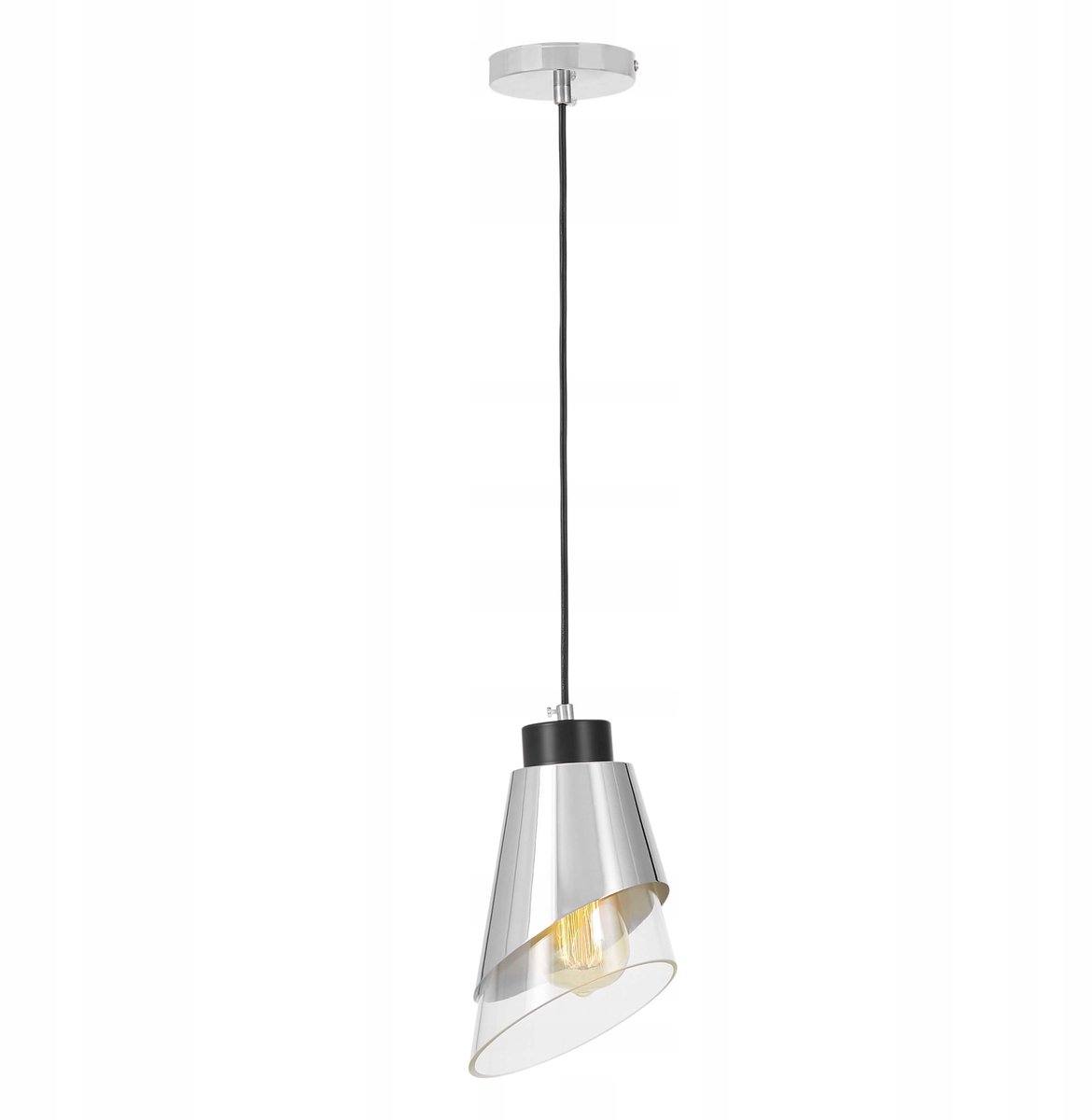 Lumina Deco Fabro Hanglamp - Chroom & Glas, E27 Fitting