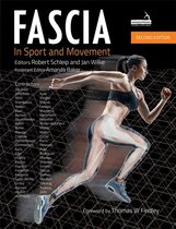 Boekcover van 'Fascia in Sport and Movement, Second Edition', met een loper met een anatomische weergave van het bewegingsapparaat.