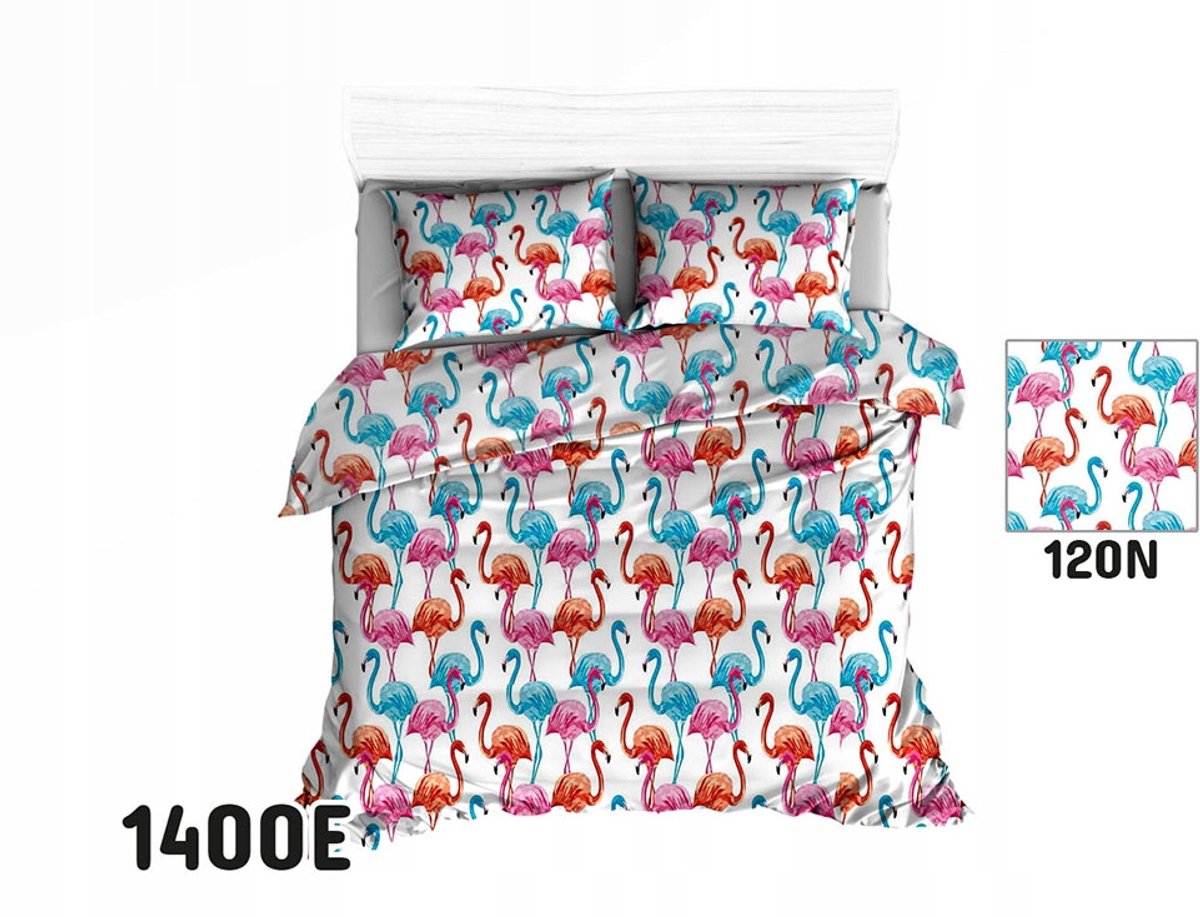 Katoenen Kinderbeddengoed 100x135cm - Vrolijke Flamingo's