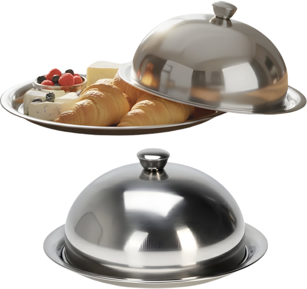 Lomera Stolp Met Dienblad -Voedsel Serveren - Met Deksel - Ronde Stolp - Edelstaal - Serveer Plateau - Presentatieblad - Dienblad - Serveerplateau