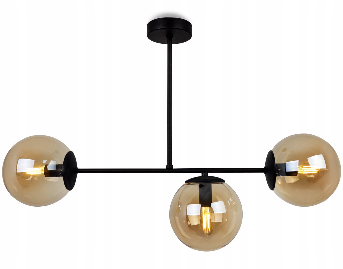 Hanglamp Loft Glamour 3 Miodowe Szklane Kule E14 Zwart