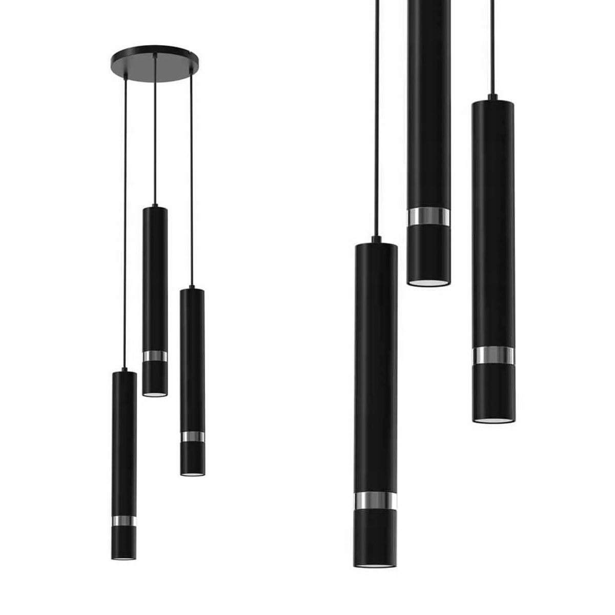 Milagro Joker Hanglamp Zwart/Chroom 3xGU10 - Stijlvol en Modern