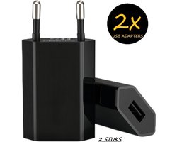 USB adapter - 2 stuks - Oplaad adapter - USB stekker - Reisstekker - Oplaad stekker - Opladen Blokje - USB Lader - Zwart - Oplaadstekker - Wereld Stekker